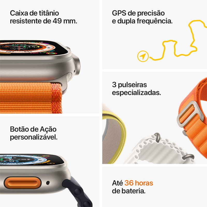 APPLE WATCH ULTRA + CELULAR 49MM TITÂNIO ALPINO LARANJA