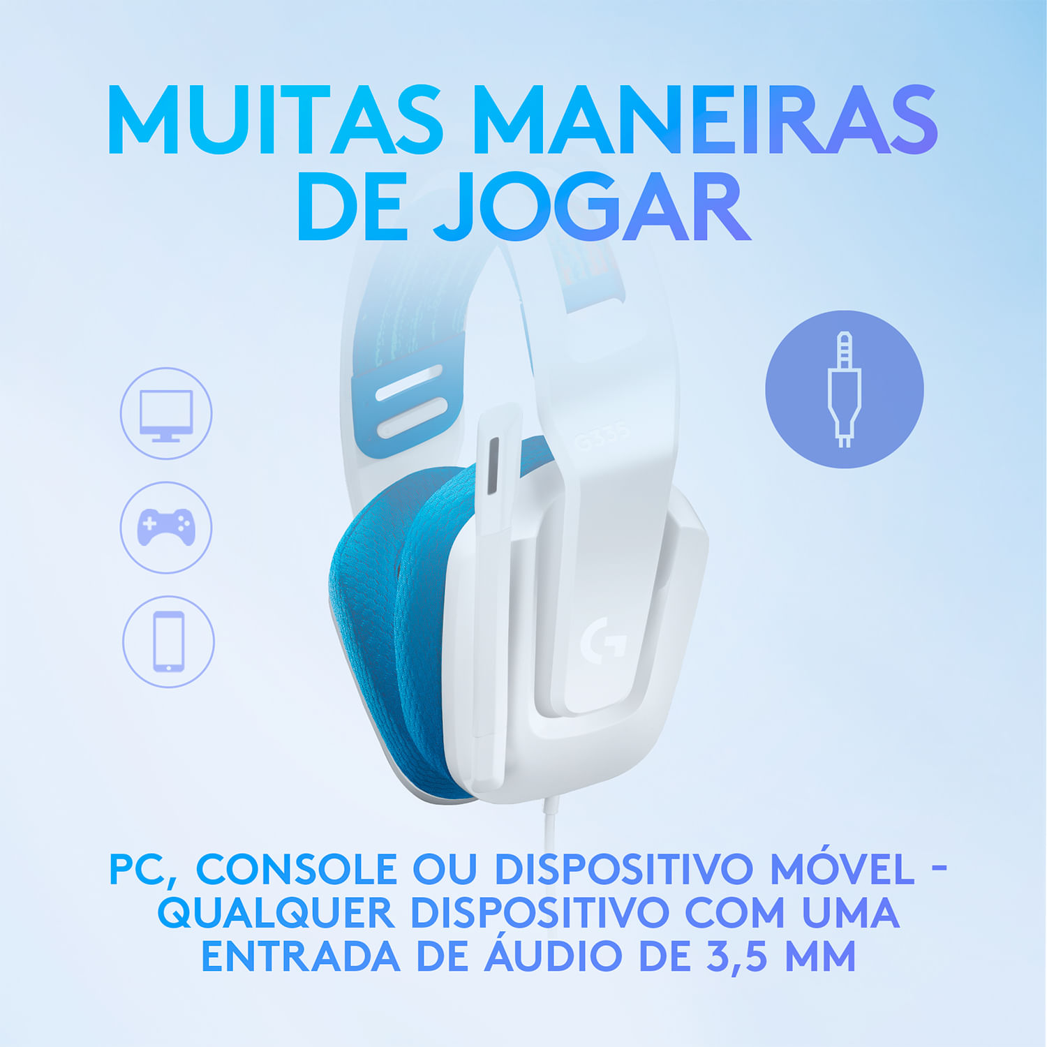 Headset Gamer Estereo Logitech G335 Branco Loja Online